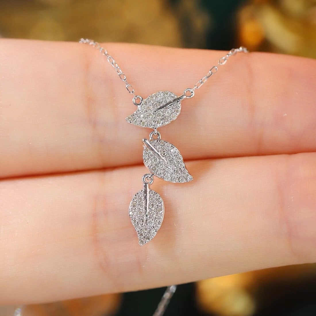 14k Gold 0.2 Ct Natural H Diamond Necklace - 4