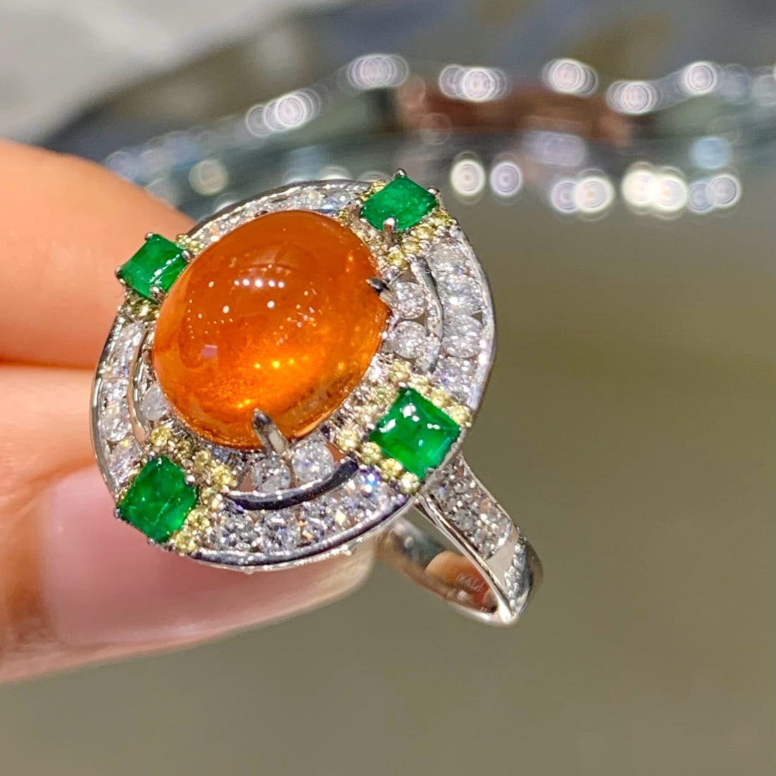 14k Gold 6.28 Ct Natural Spessartine & Diamond Ring - 2