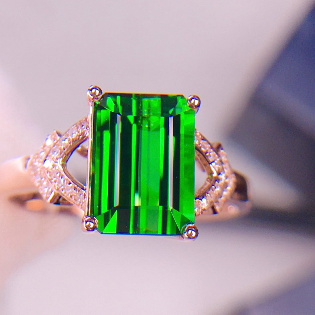 14k Gold 3.65 Ct Natural Tourmaline & Diamond Ring - 2