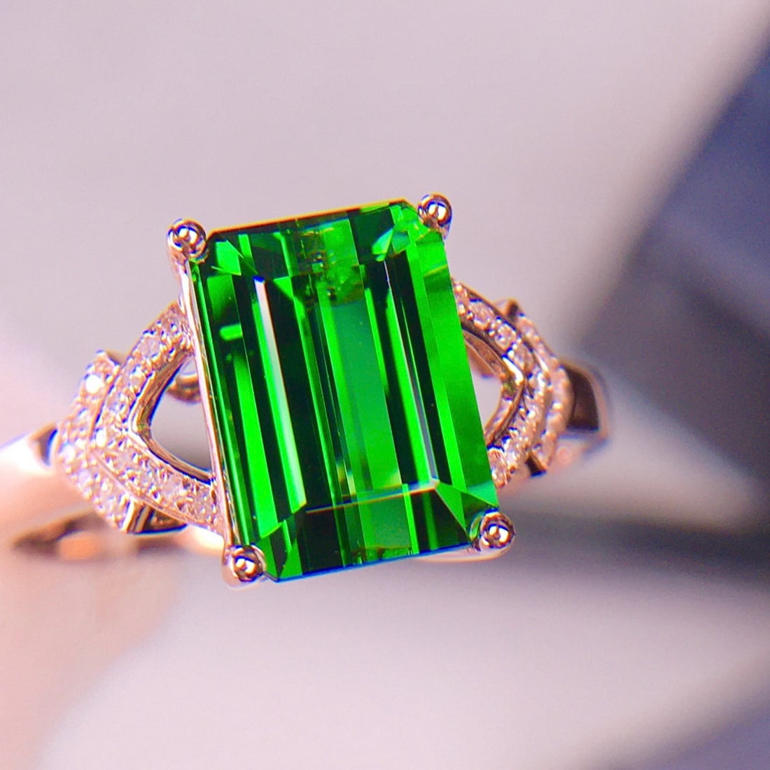 14k Gold 3.65 Ct Natural Tourmaline & Diamond Ring - 3