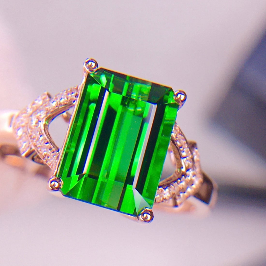 14k Gold 3.65 Ct Natural Tourmaline & Diamond Ring - 6