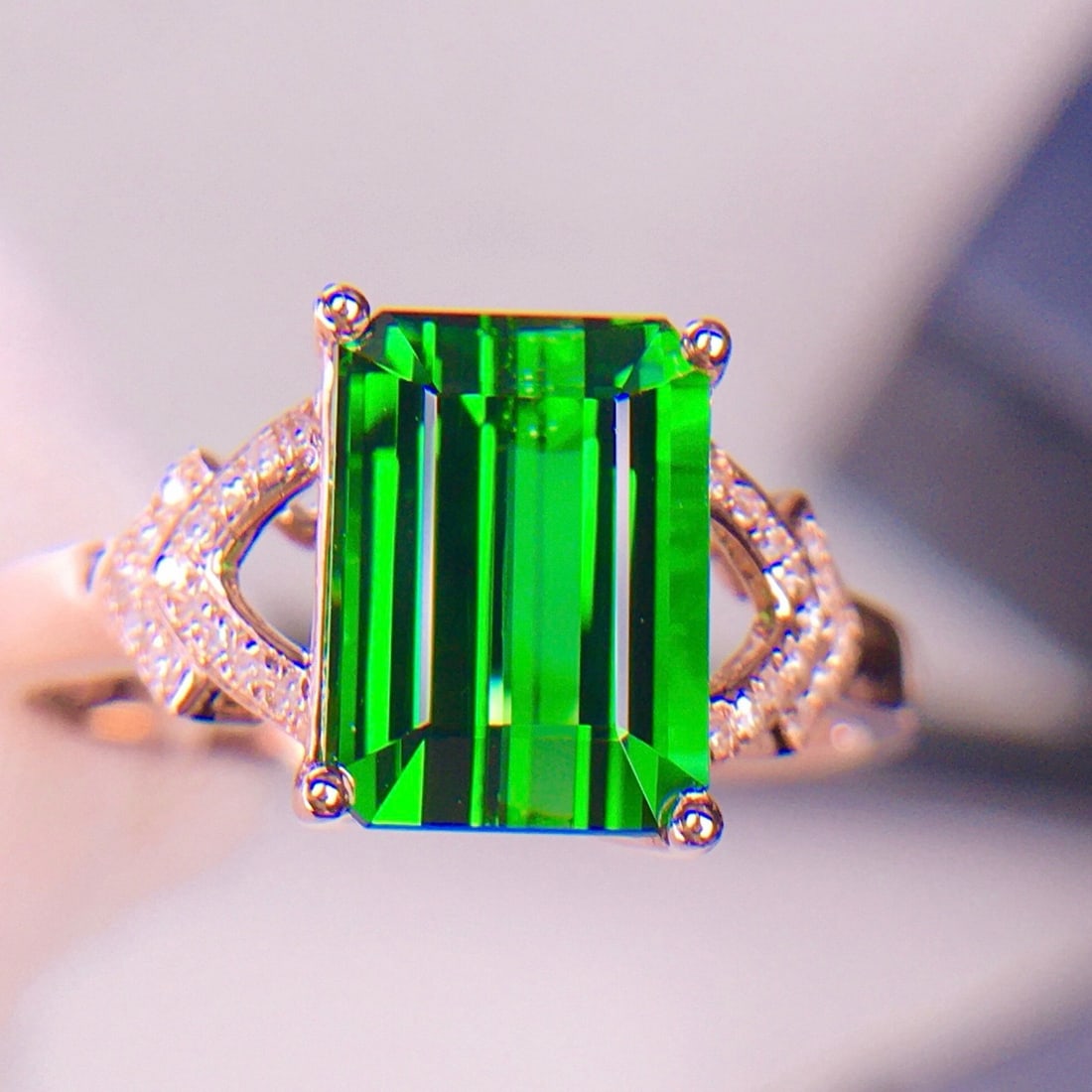 14k Gold 3.65 Ct Natural Tourmaline & Diamond Ring - 7