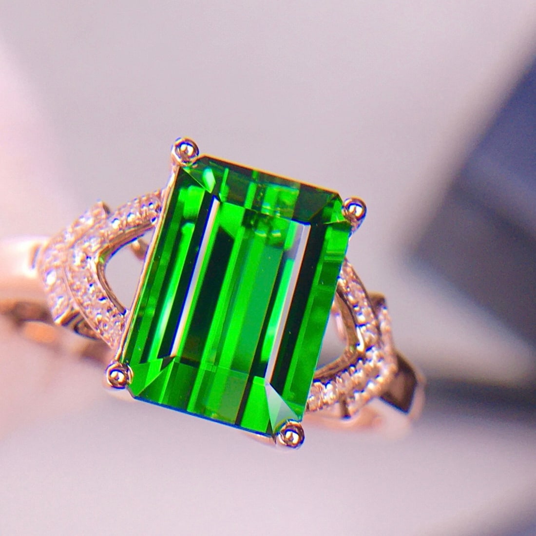14k Gold 3.65 Ct Natural Tourmaline & Diamond Ring - 8
