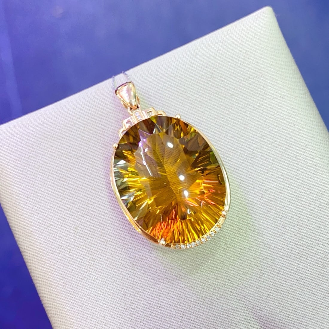 14k Gold 25.38 Ctw Natural Citrine & Diamond Pendant( Without Chain ) - 2