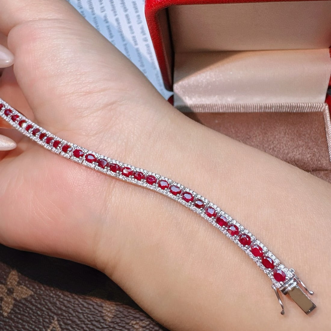 14k Gold 4.2 Ct Natural Ruby & Diamond Bracelet - 3