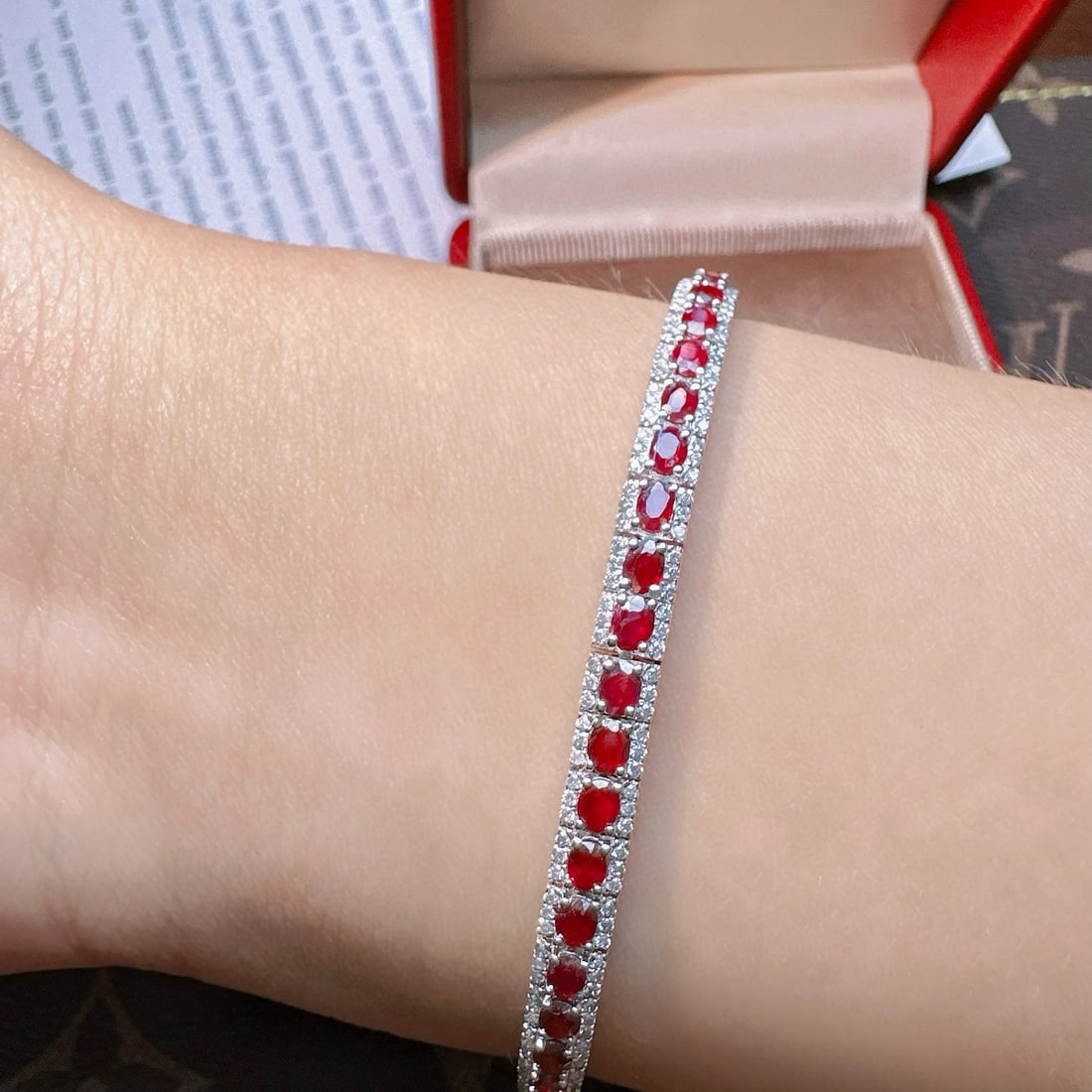 14k Gold 4.2 Ct Natural Ruby & Diamond Bracelet - 6