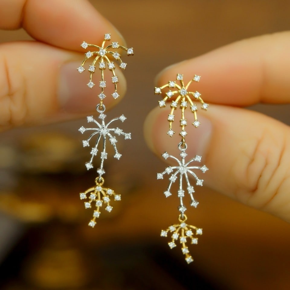 14k Gold 0.5 Ct Natural H Diamond Earrings - 6