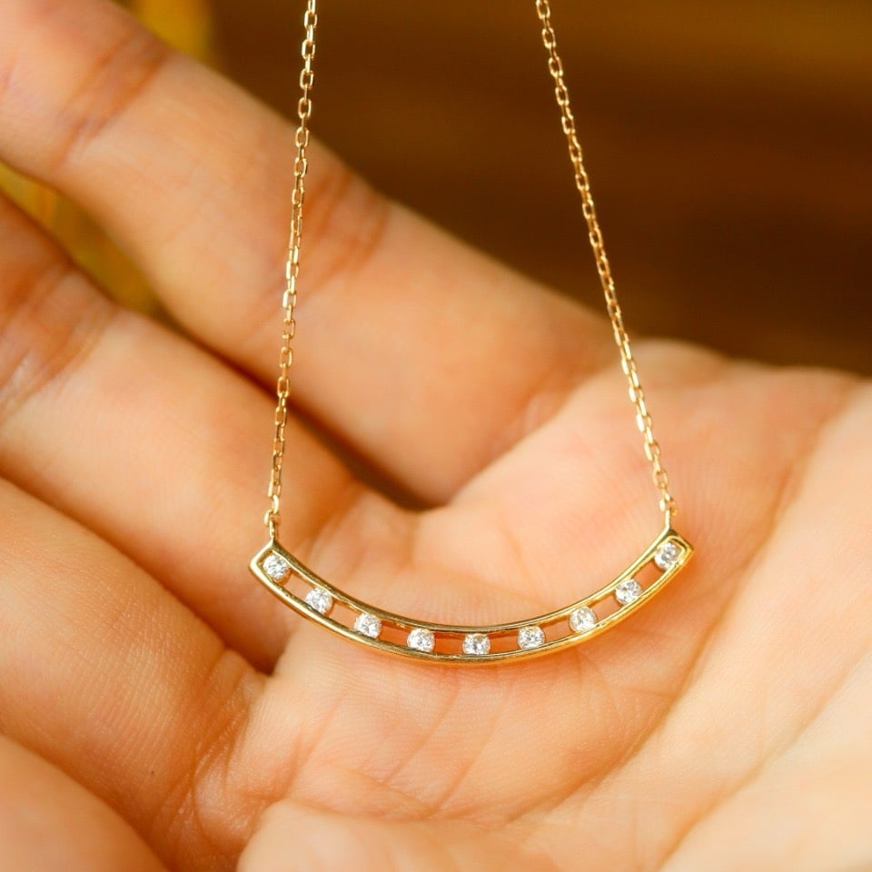 14k Gold 0.2 Ct Natural H Diamond Necklace - 5