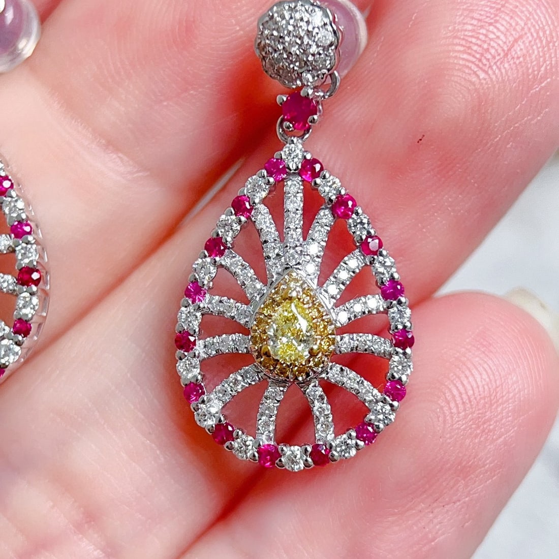 14k Gold 1.28 Ctw Natural Yellow Diamond & Diamond Earrings - 6