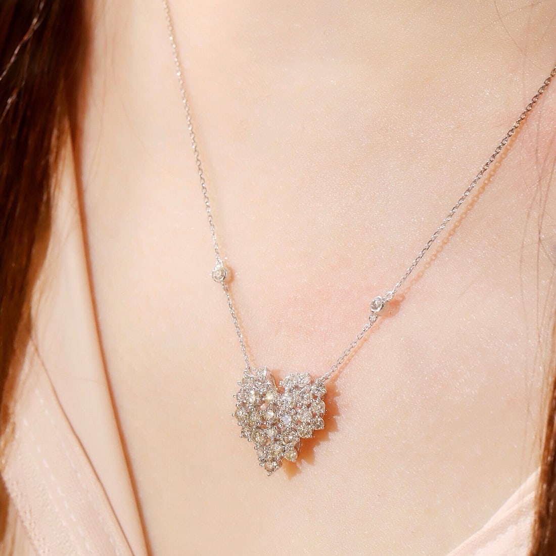 14k Gold 1.7 Ct Natural H Diamond Necklace - 4