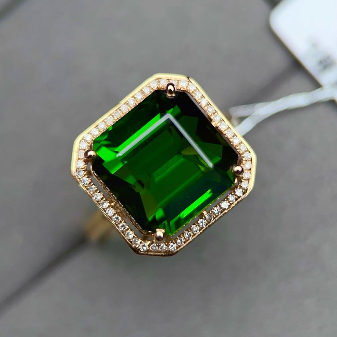 14k Gold 10.50 Ctw Natural Tourmaline & Diamond Ring - 2