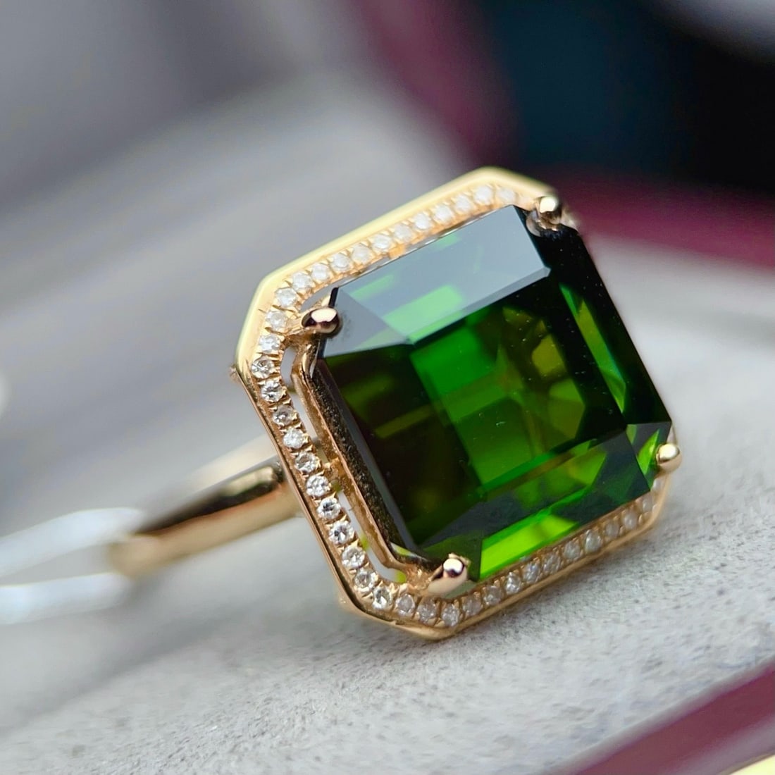 14k Gold 10.50 Ctw Natural Tourmaline & Diamond Ring - 5