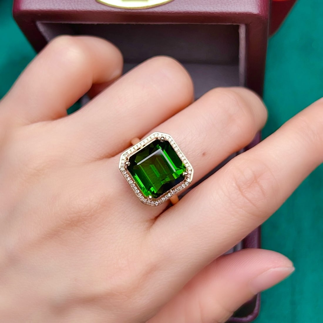 14k Gold 10.50 Ctw Natural Tourmaline & Diamond Ring - 6