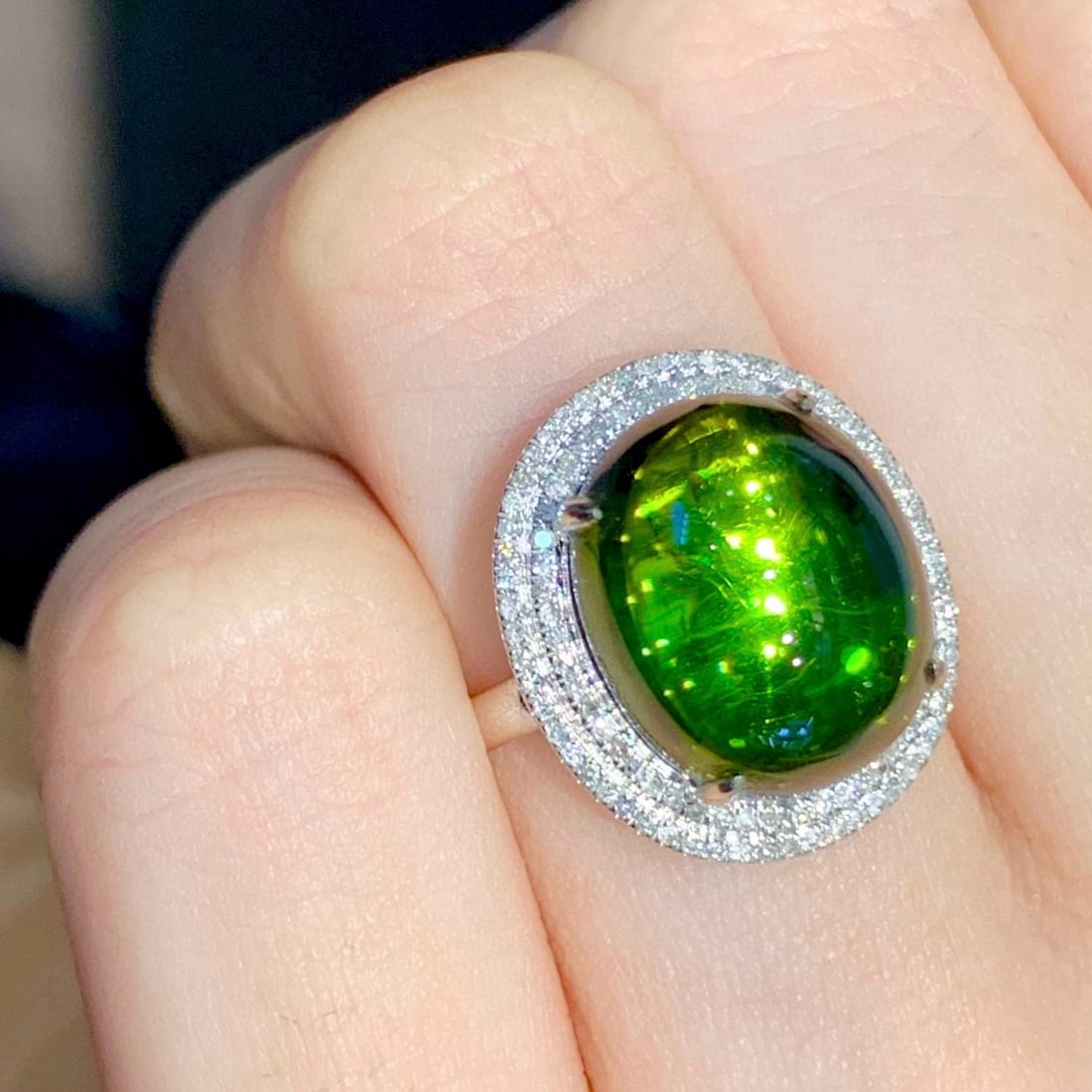 14k Gold 8.5 Ct Natural Tourmaline & Diamond Ring - 2