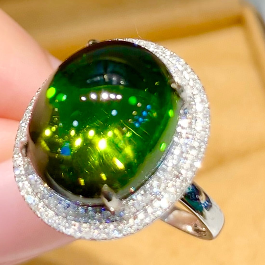 14k Gold 8.5 Ct Natural Tourmaline & Diamond Ring - 4