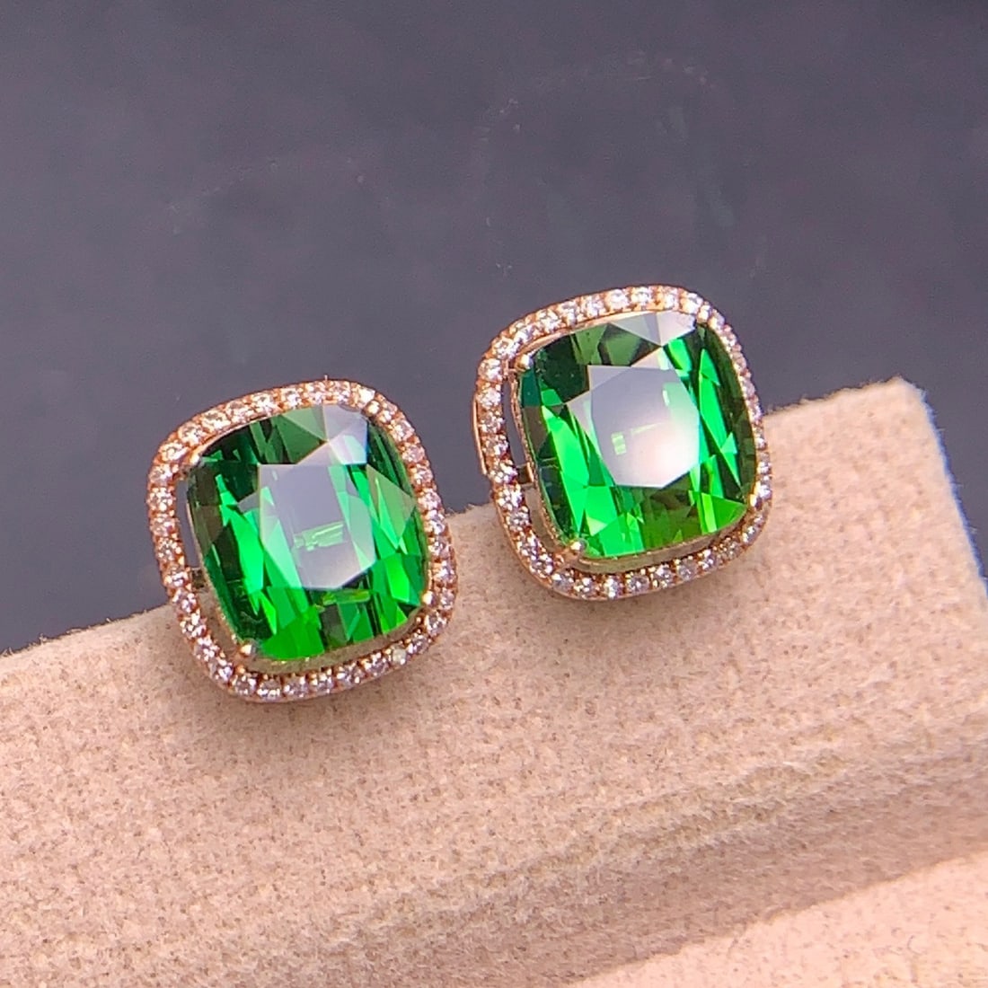 14k Gold 5.2 Ct Natural Tourmaline & Diamond Earrings - 7