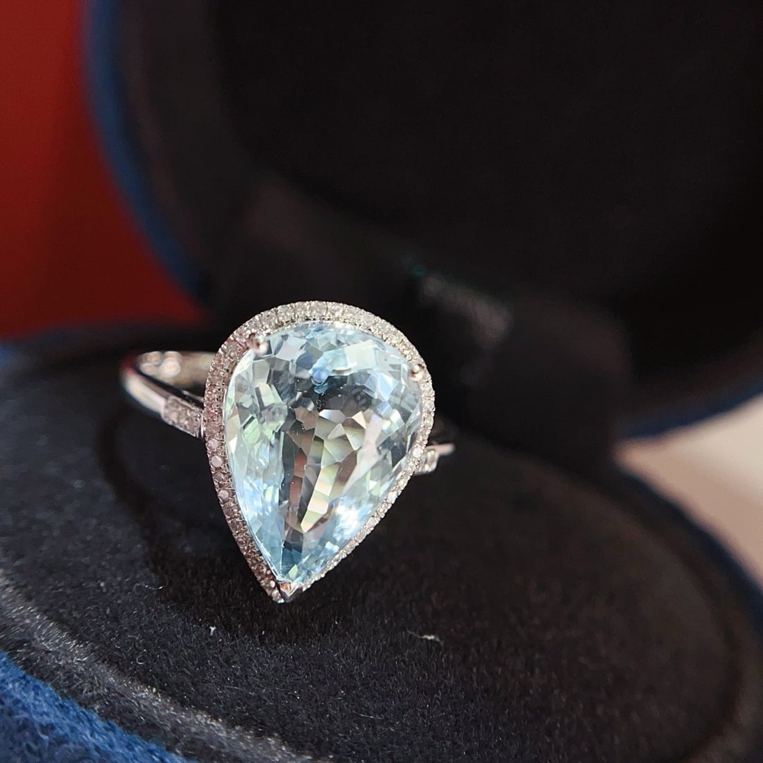 14k Gold 4 Ct Natural Aquamarine & Diamond Ring - 3
