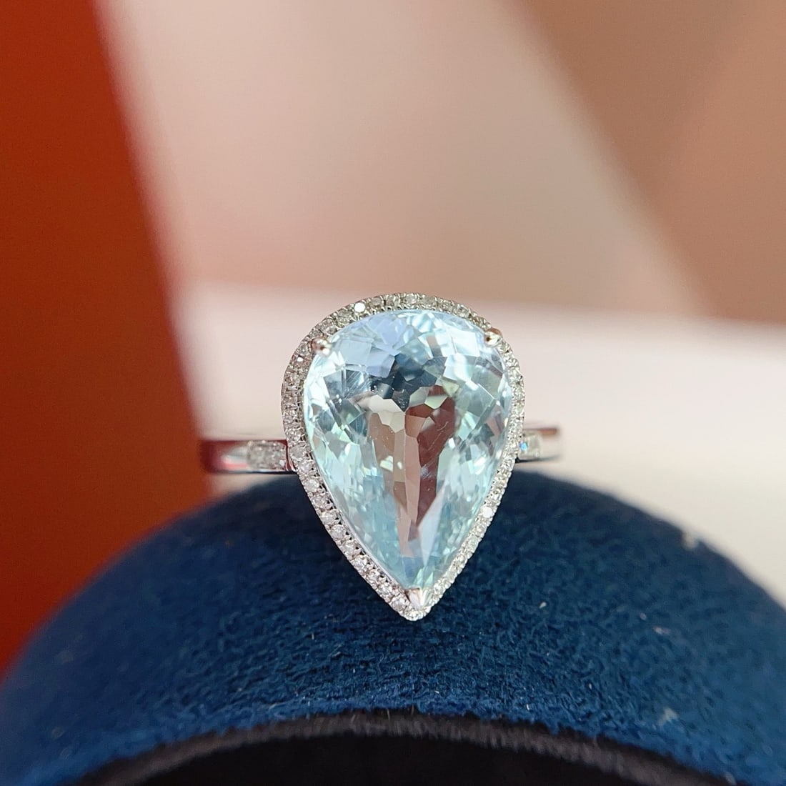 14k Gold 4 Ct Natural Aquamarine & Diamond Ring - 4