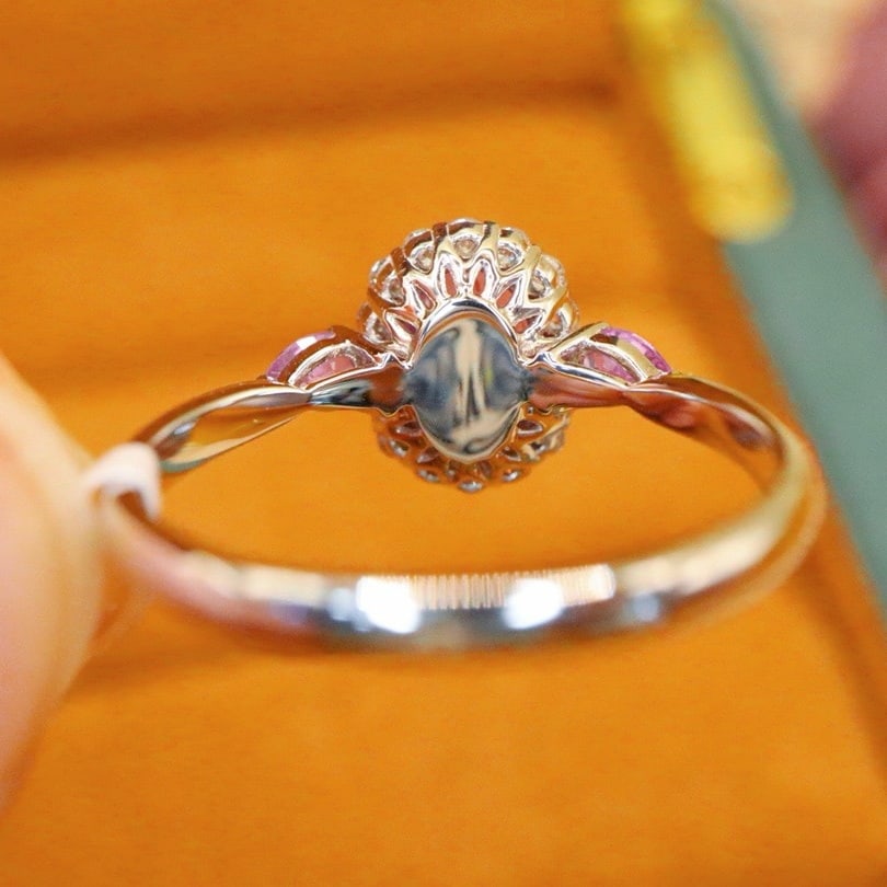 14k Gold 1.19 Ctw Natural Padparadscha Sapphire & Diamond Ring - 4