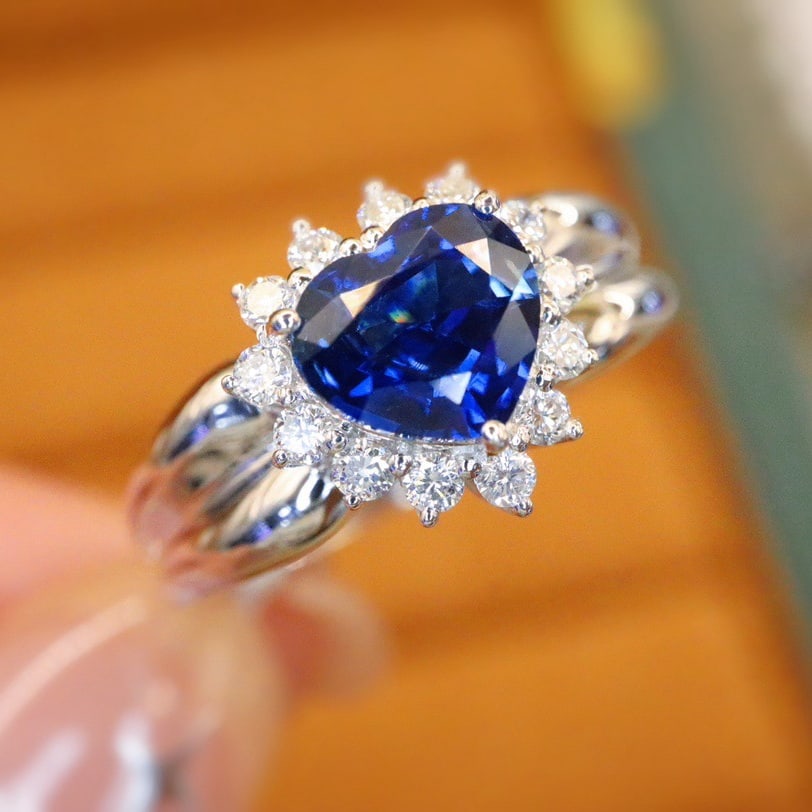 14k Gold 1.46 Ctw Natural Sapphire & Diamond Ring - 2