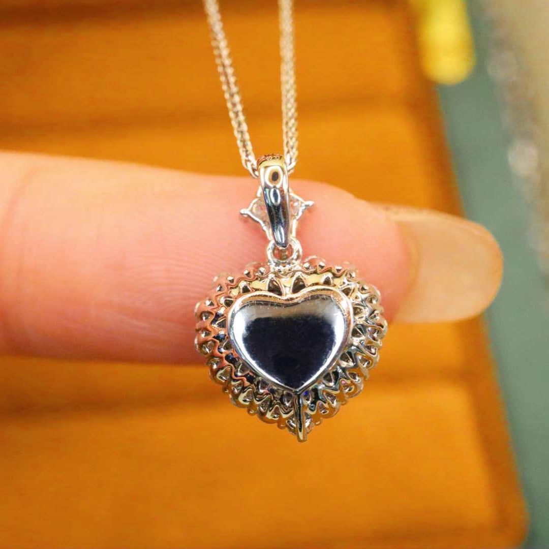 14k Gold 2.45 Ctw Natural Sapphire & Diamond Pendant( Without Chain ) - 4