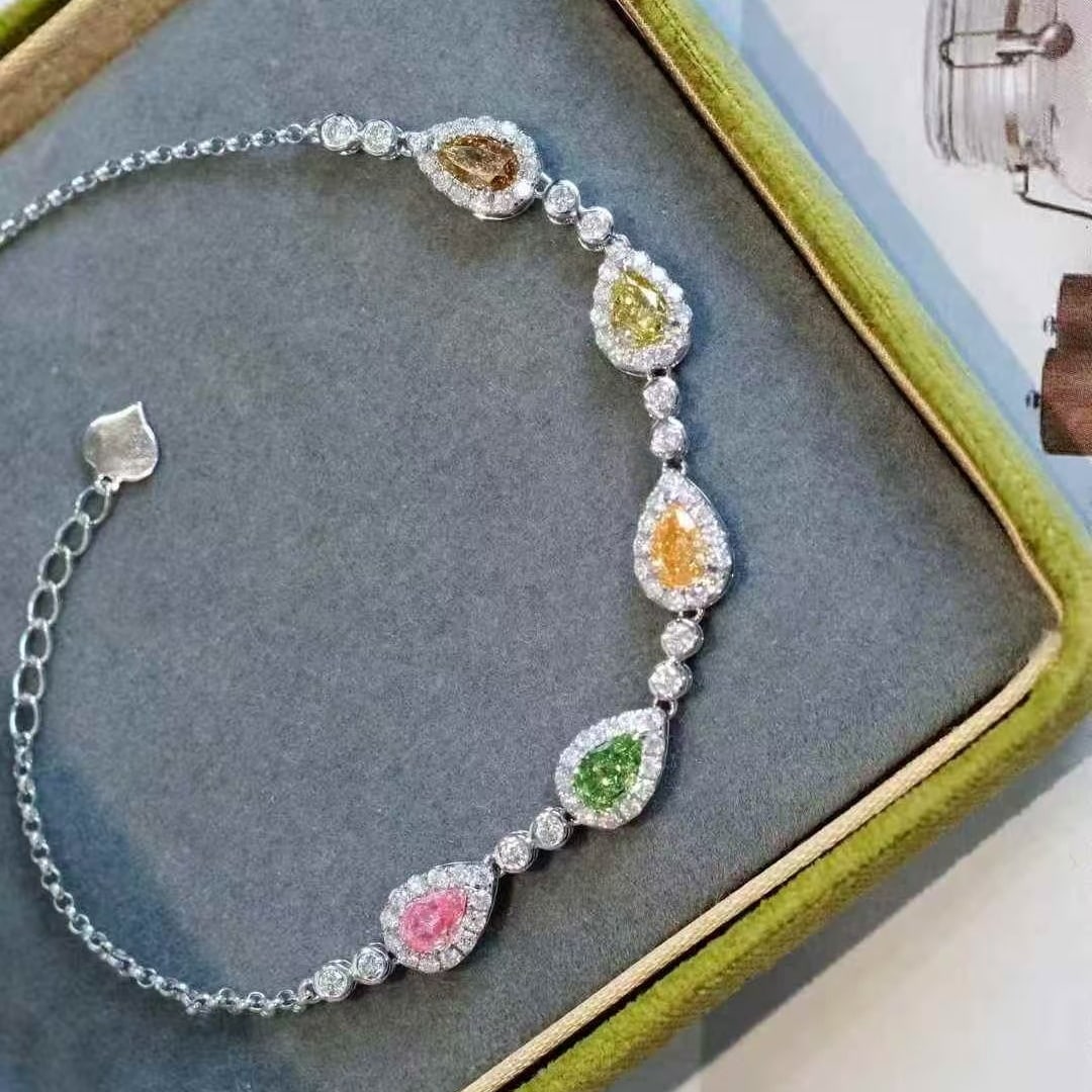 14k Gold 1.88 Ctw Natural Color Diamond & Diamond Bracelet - 4