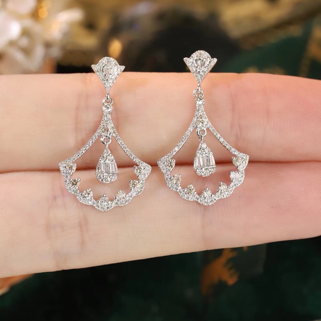 14k Gold 0.66 Ct Natural H Diamond Earrings - 5