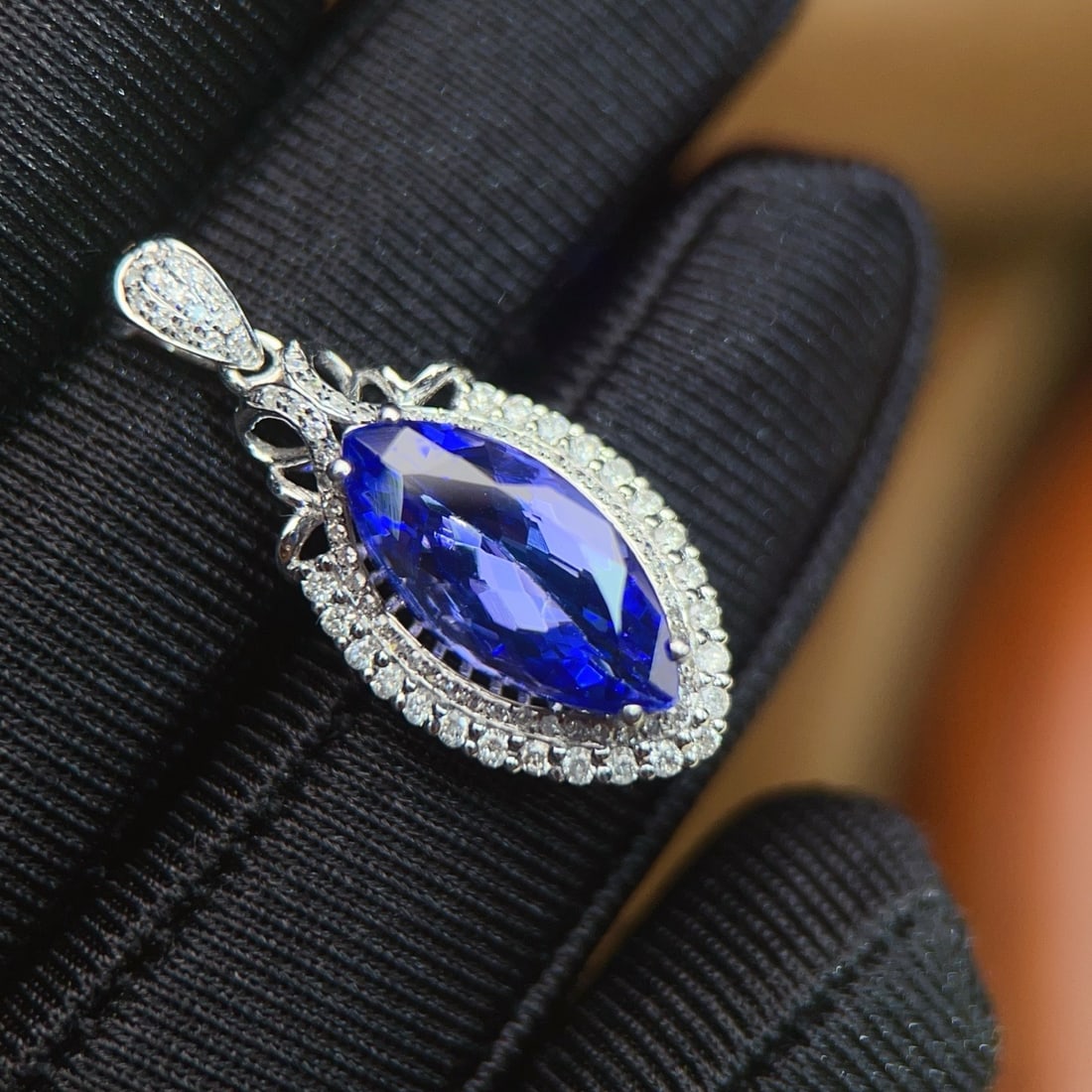 14k Gold 3.61 Ctw Natural Tanzanite & Diamond Pendant( Without Chain ) - 5