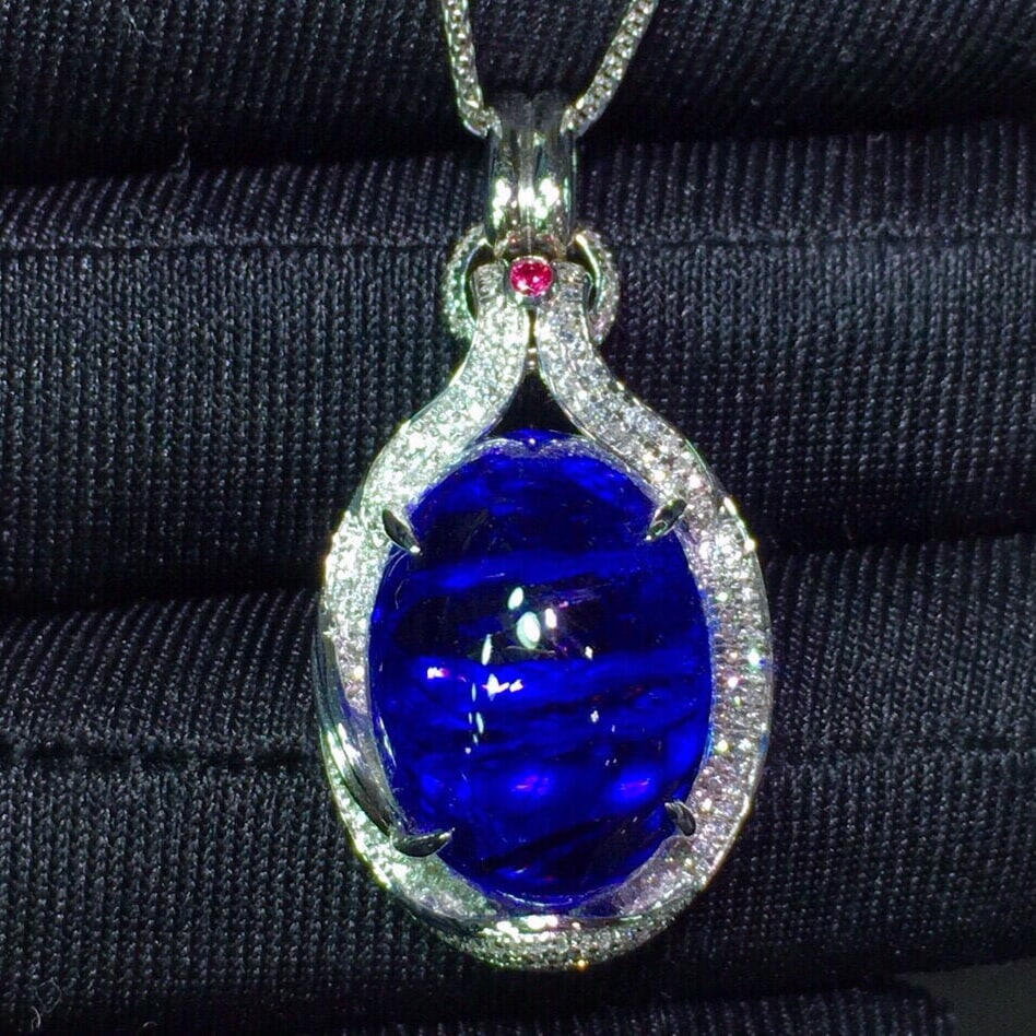 14k Gold 24.5 Ct Natural Tanzanite & Diamond Pendant( Without Chain ) - 5