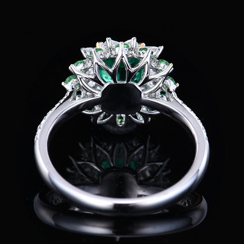 14k Gold 1.42 Ctw Vivid Green Natural Emerald & Diamond Ring - 4