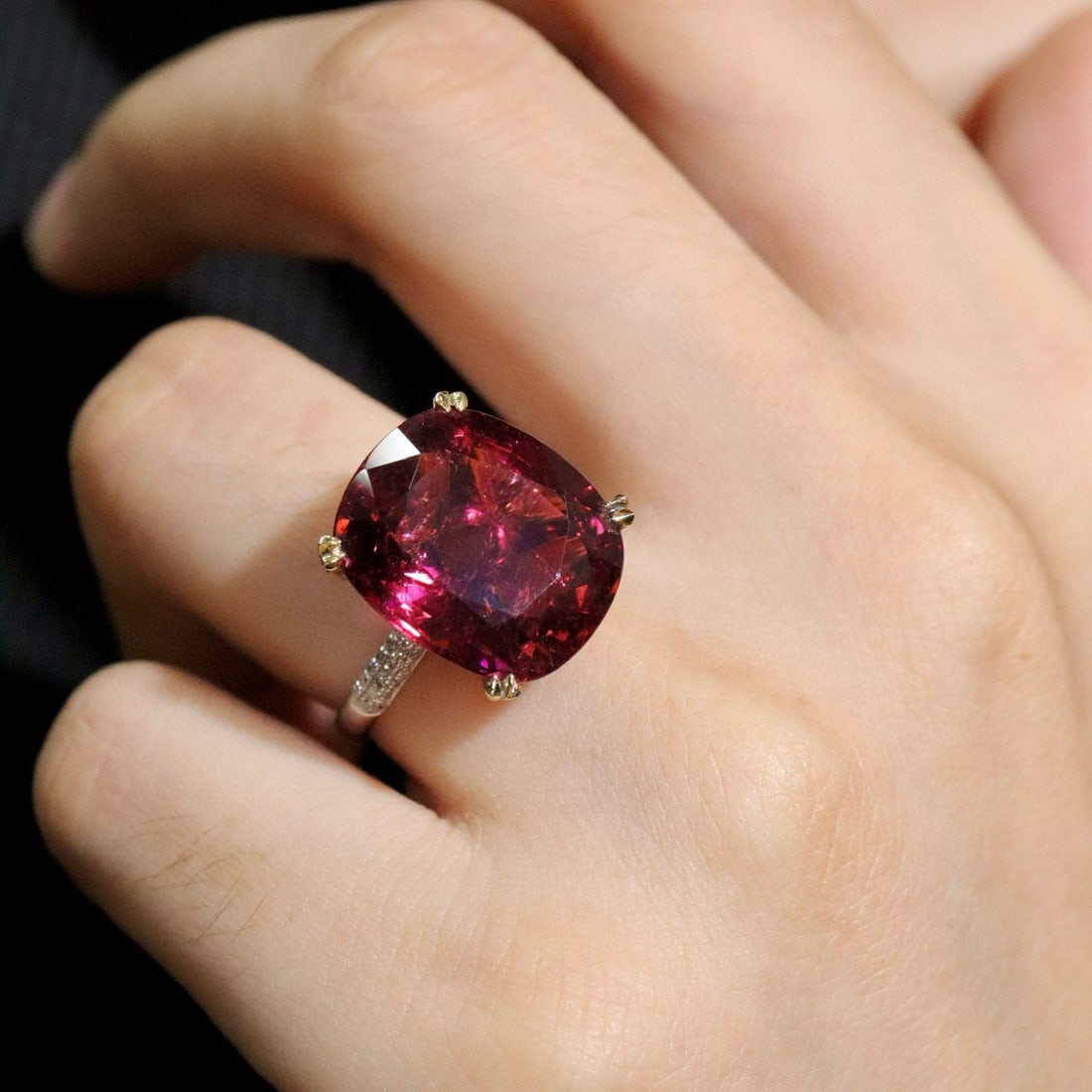 14k Gold 14.64 Ctw Natural Tourmaline & Diamond Ring - 5