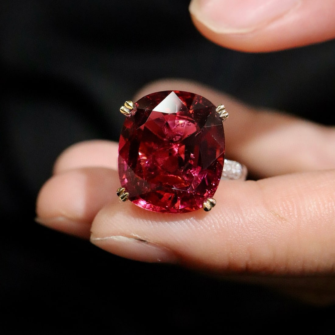 14k Gold 14.64 Ctw Natural Tourmaline & Diamond Ring - 6