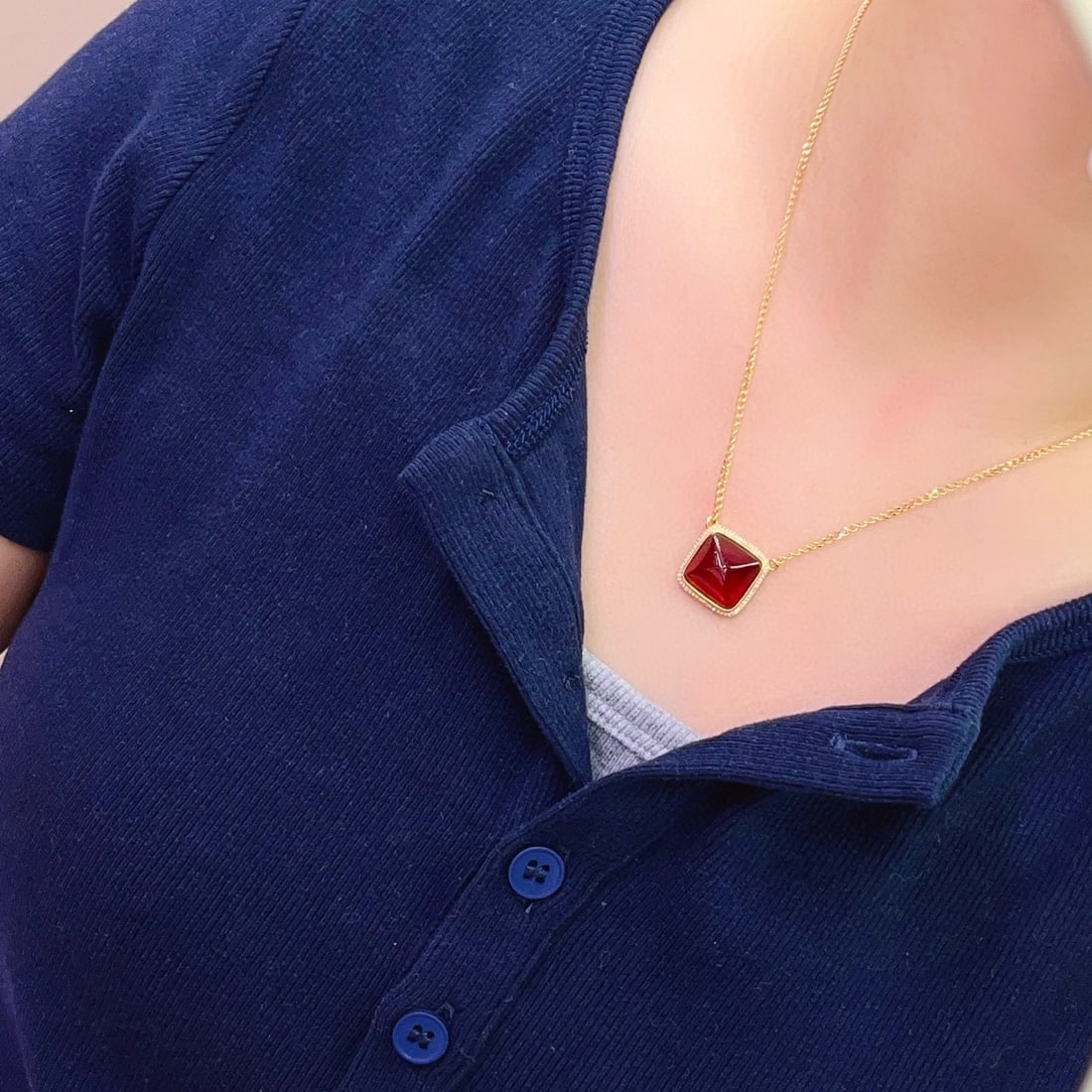 14k Gold 5.00 Ct Natural Spessartine & Diamond Necklace - 6