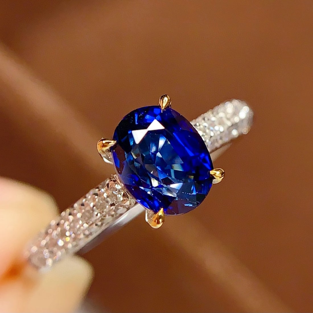 14k Gold 1.3 Ct Natural Sapphire & Diamond Ring - 2