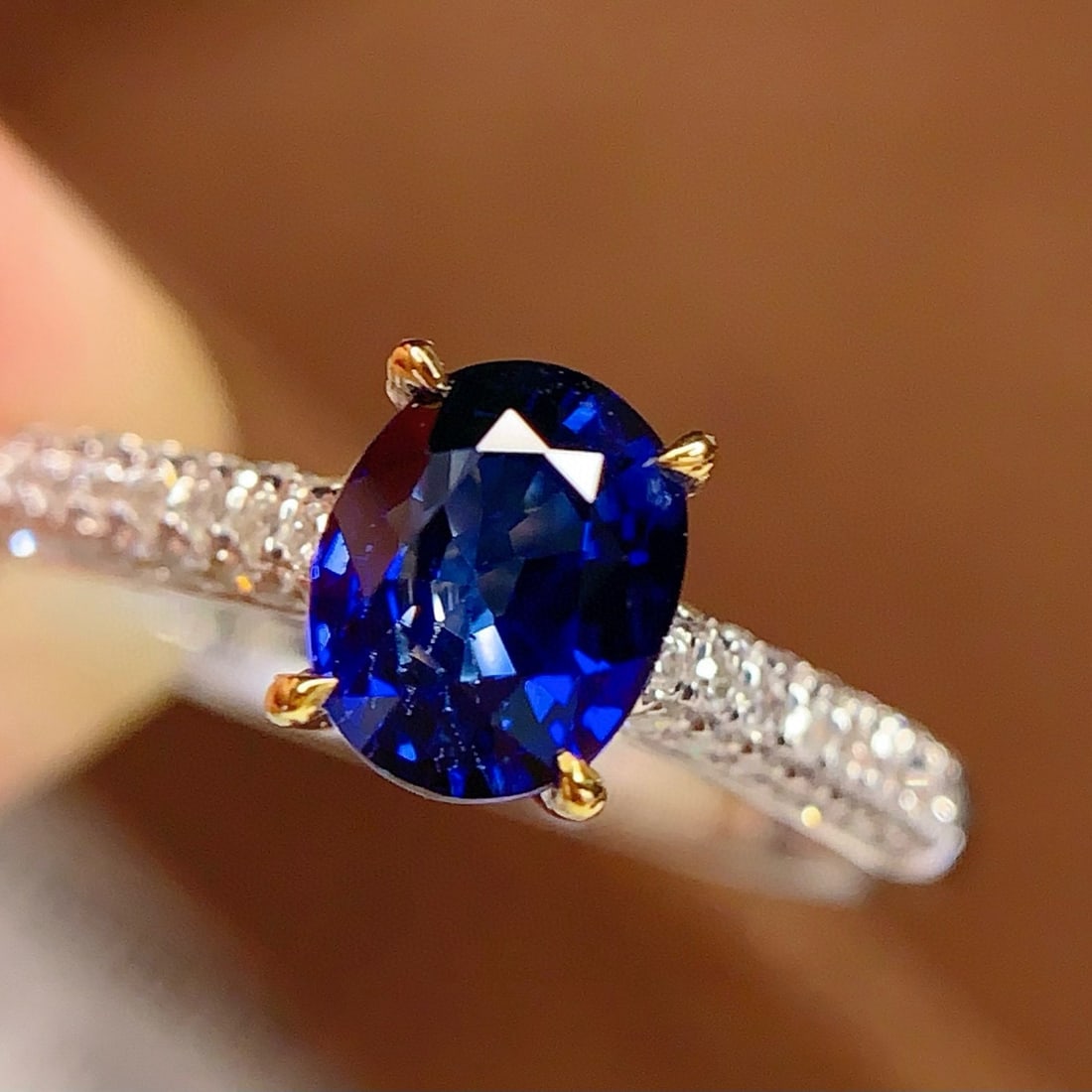14k Gold 1.3 Ct Natural Sapphire & Diamond Ring - 3