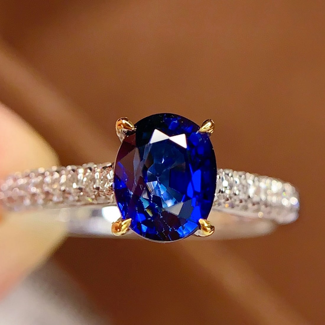 14k Gold 1.3 Ct Natural Sapphire & Diamond Ring - 5