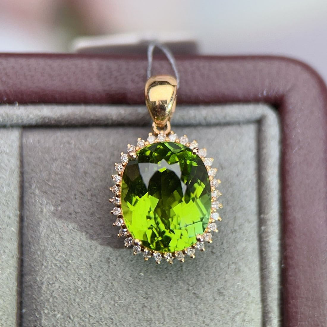 14k Gold 5.76 Ctw Natural Tourmaline & Diamond Pendant( Without Chain ) - 2