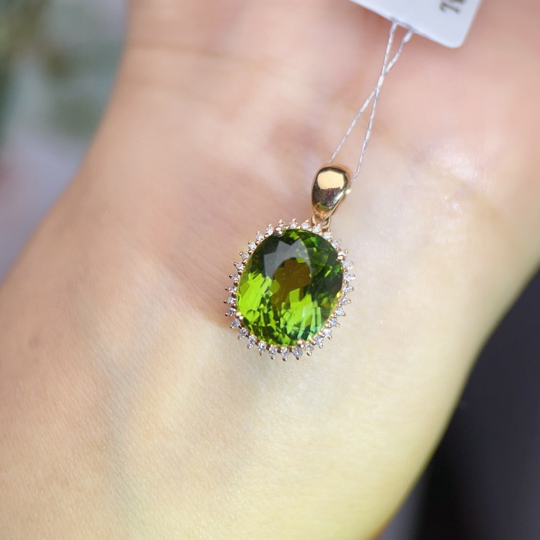 14k Gold 5.76 Ctw Natural Tourmaline & Diamond Pendant( Without Chain ) - 6