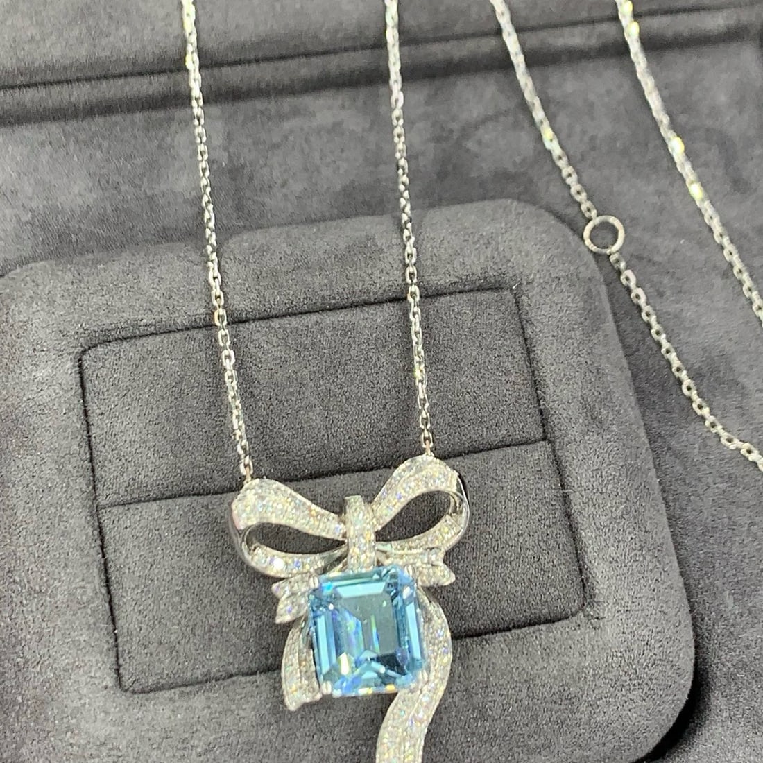 14k Gold 3.17 Ctw Natural Aquamarine & Diamond Necklace - 3