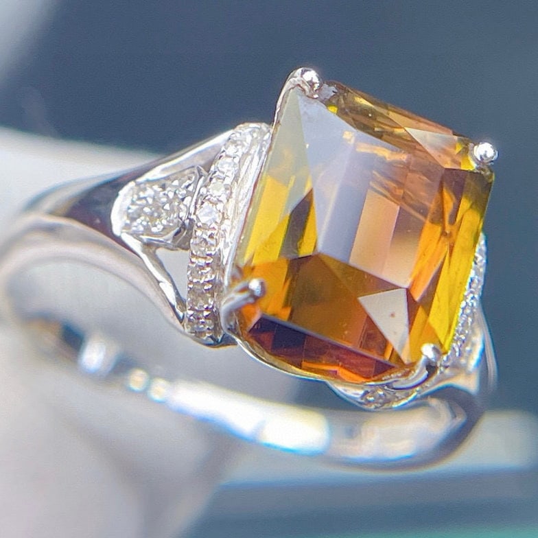 14k Gold 5.2 Ct Natural Tourmaline & Diamond Ring - 6