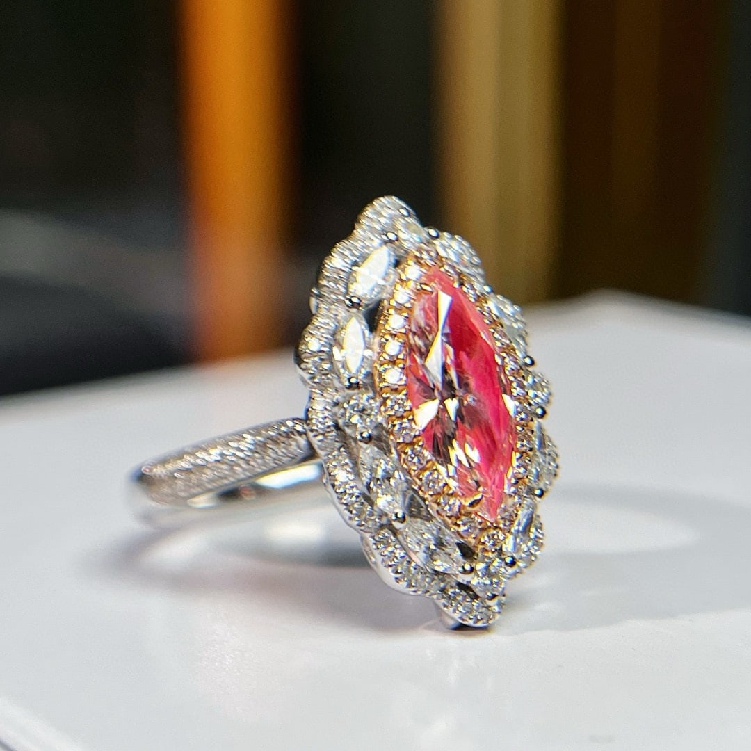 14k Gold 1.92 Ctw Natural Pink Diamond & Diamond Ring/pendant( Without Chain ) - 2