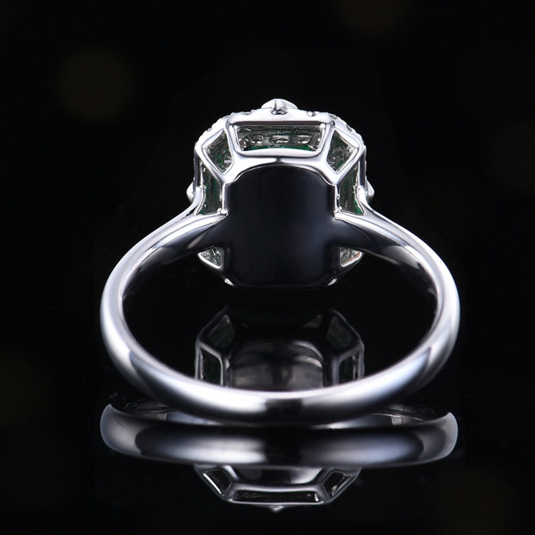 14k Gold 1.06 Ctw Vivid Green Natural Emerald & Diamond Ring - 4
