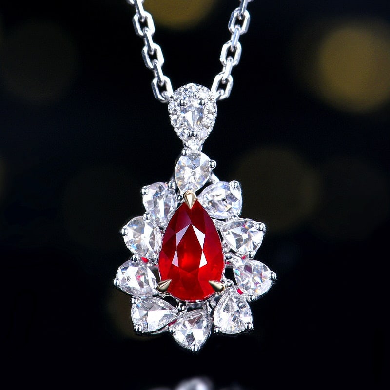 14k Gold 1.64 Ctw Natural Ruby & Diamond Ring/pendant( Without Chain ) - 4