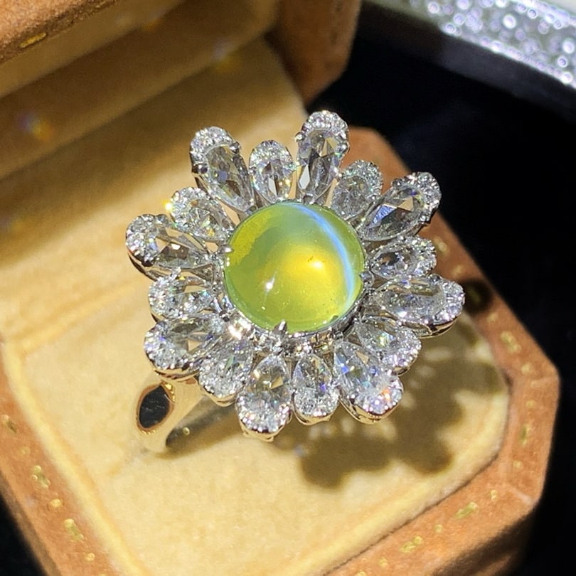 14k Gold 3.61 Ctw Natural Cat's?Eye Chrysoberyl & Diamond Ring - 2