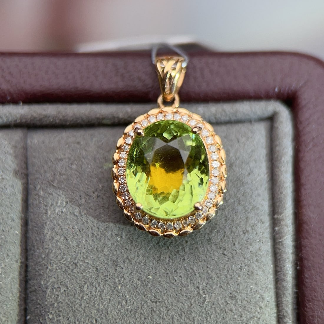 14k Gold 4.07 Ctw Natural Tourmaline & Diamond Pendant( Without Chain ) - 2