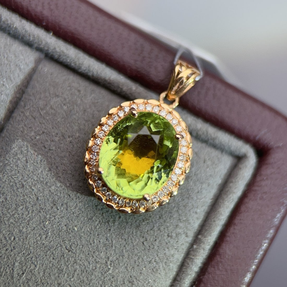 14k Gold 4.07 Ctw Natural Tourmaline & Diamond Pendant( Without Chain ) - 3