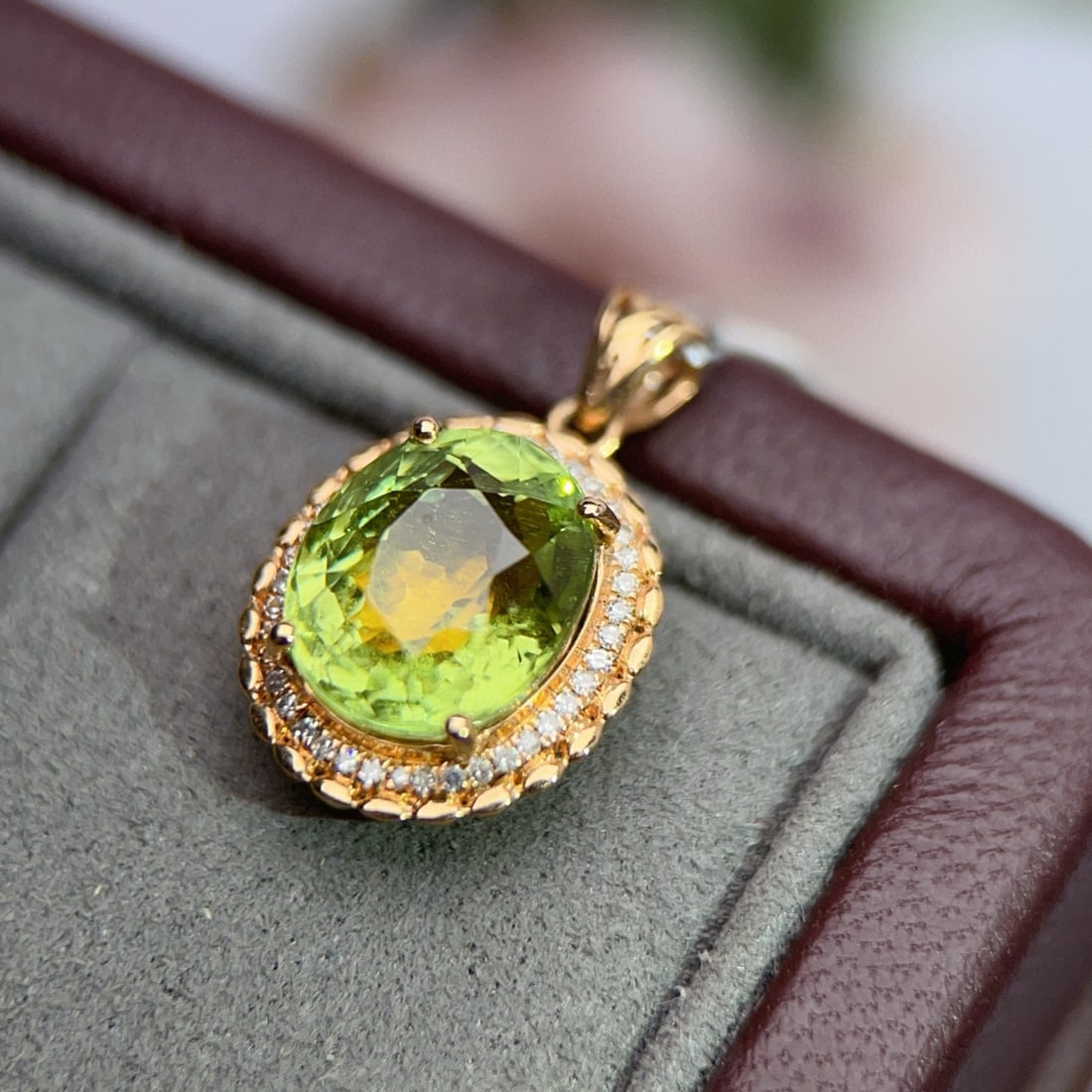 14k Gold 4.07 Ctw Natural Tourmaline & Diamond Pendant( Without Chain ) - 4