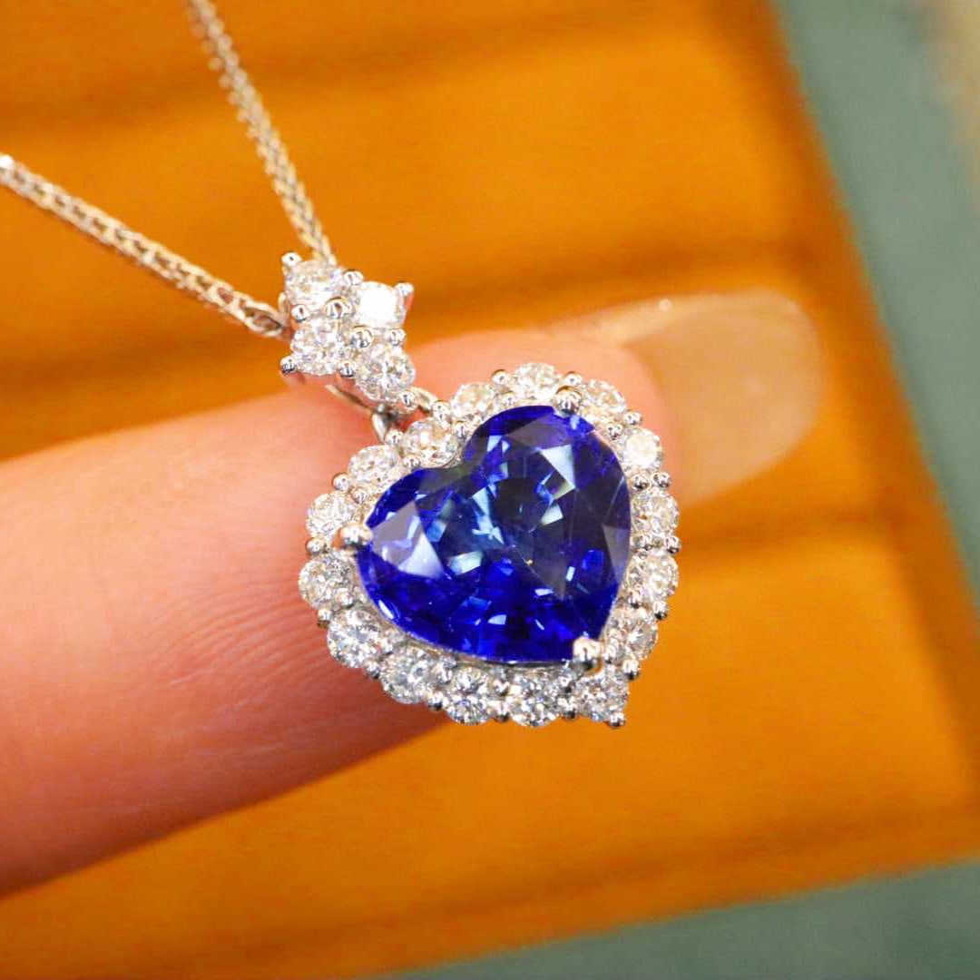 14k Gold 2.45 Ctw Natural Sapphire & Diamond Pendant( Without Chain ) - 3