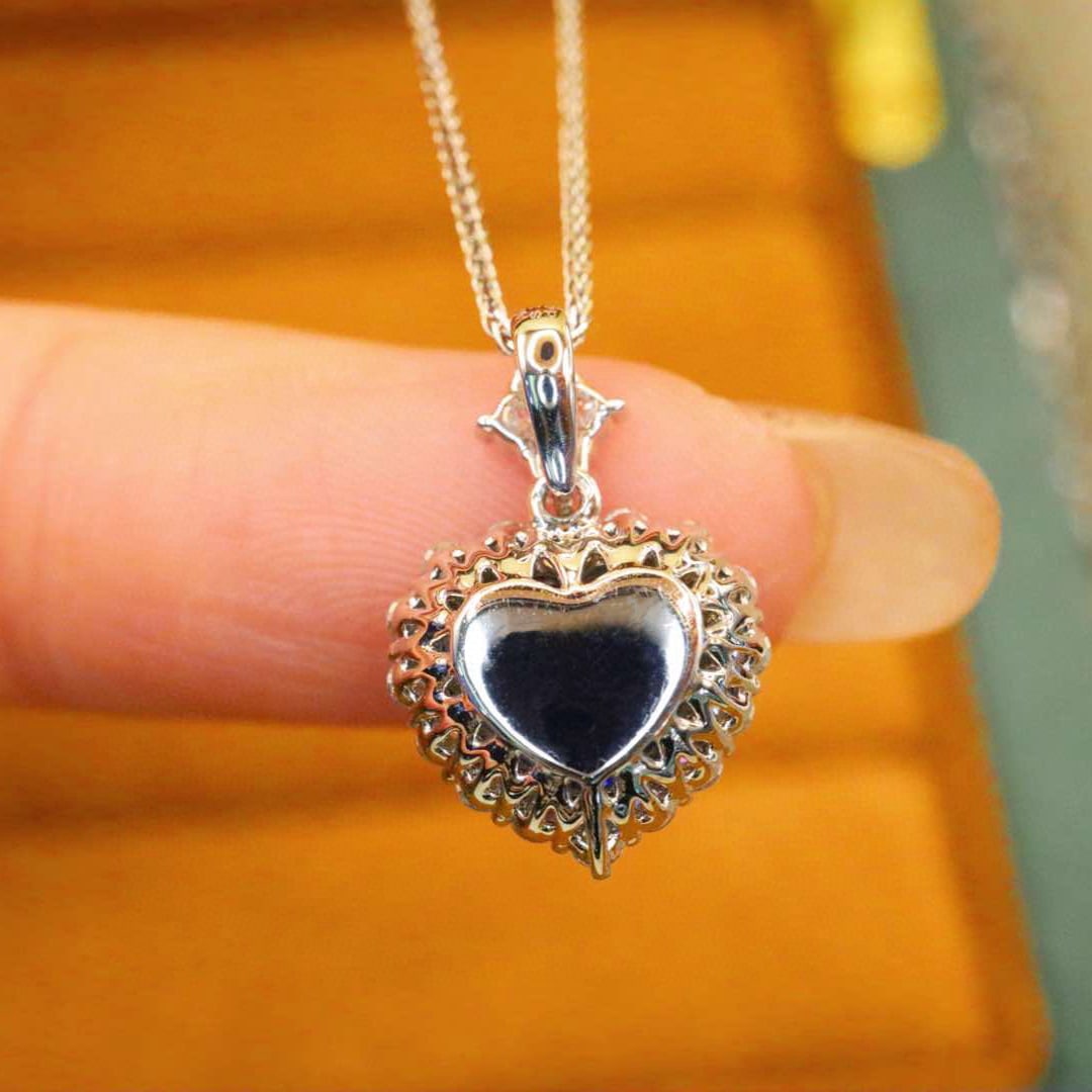 14k Gold 2.45 Ctw Natural Sapphire & Diamond Pendant( Without Chain ) - 4