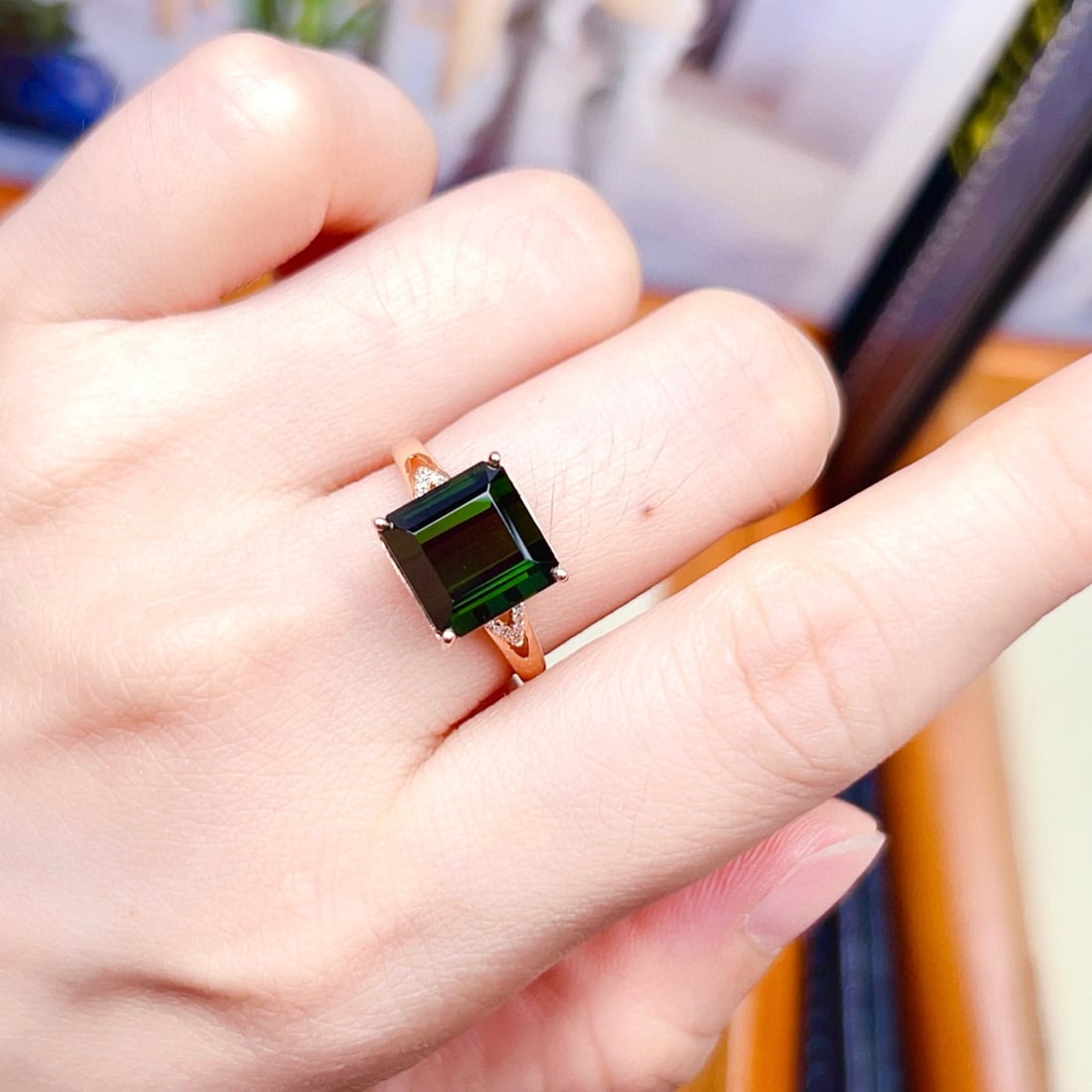 14k Gold 5.69 Ctw Natural Tourmaline & Diamond Ring - 6
